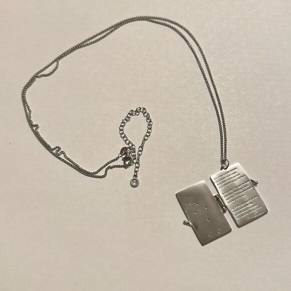 Lisa Mason Sterling Silver 925 Pendant Book Necklace with Cubic Zirconia Stones - Picture 2 of 11